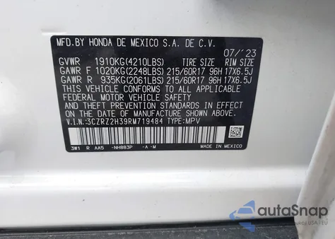 2024 Honda Hr-V Awd Lx z USA, uszkodzony, nr VIN 3CZRZ2H39RM719484